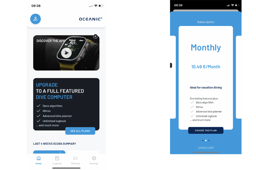 Приложение Oceanic Plus на Apple Watch Ultra.
